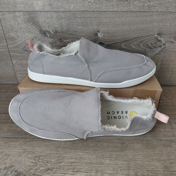 Vionic Beach Shoe Women 11 Gray Malibu Canvas Lifestyle Washable Slip-On Sneaker - Picture 1 of 12